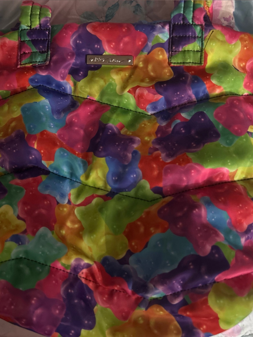 Betsey Johnson Multicolor Gummy Bear Print Quilted Tote - Picture 2 of 6